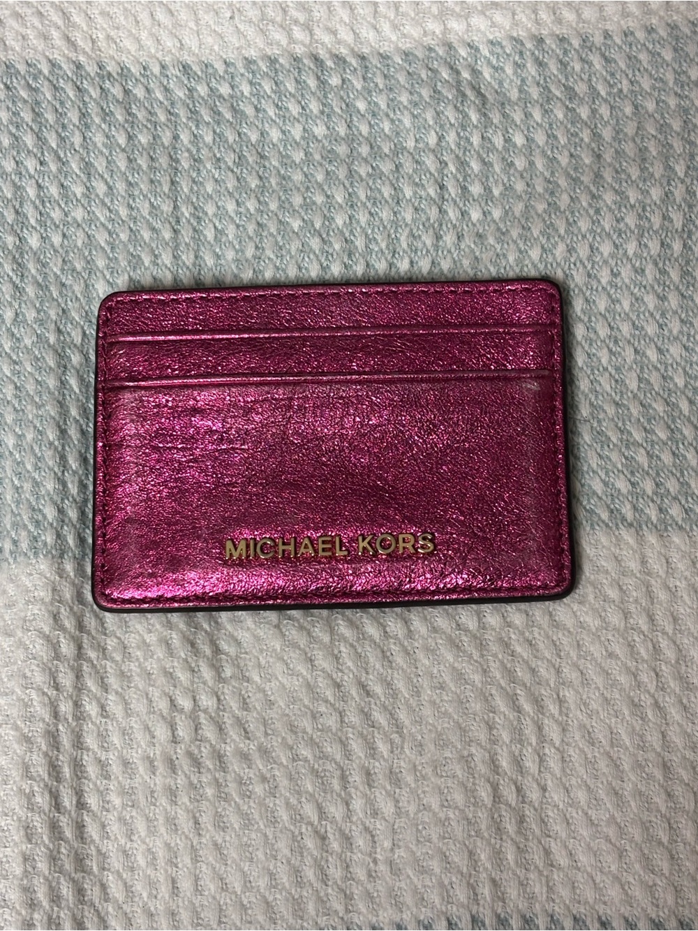 Michael Kors Metallic Fuchsia Pink Card Case